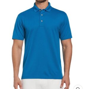 Cubavera Mykonos Blue Solid Textured Polo Large Mens